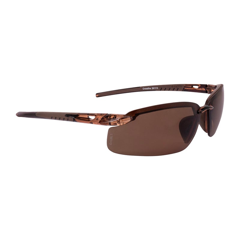 Crossfire Eyewear 291113 Es5 Polarized Safety Glasses with High Definition Brown Polarized Lens and Crystal Brown Frame - Image 1